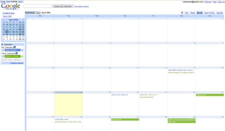 A picture of Google Calendar's Month view