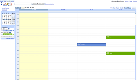 A picture of Google Calendar's Next 4 Days view