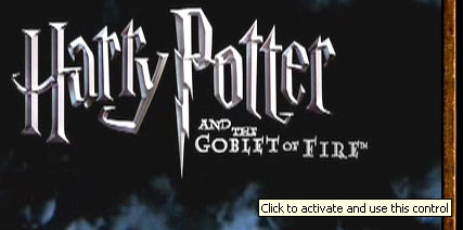 A screen dump of the Harry Potter web site when hovering a Flash movie
