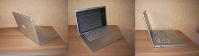 A picture of the MacBook Pro seen from three different angles