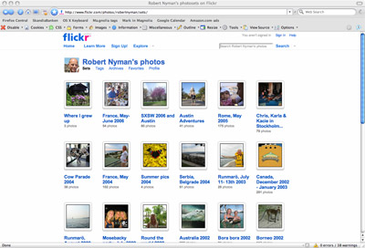 A picture of my Flickr photo sets page