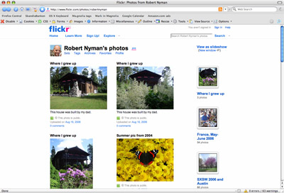 A picture of my Flickr start page