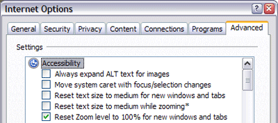 A picture of the Internet Options dialog in Internet Explorer 7