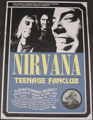 A picture of the poster for Nirvana's gig in Sweden 1992