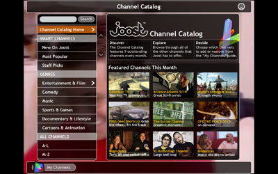 A picture of the Joost Channel Catalog