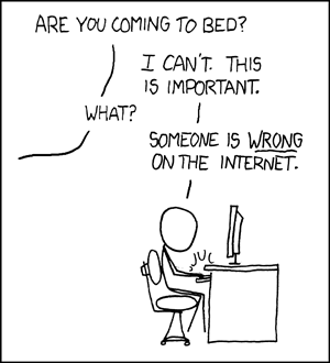 A picture of a comic depicting Internet usage and about how someone else can be 'wrong' on the Internet
