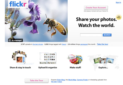 A picture of the Flickr start page