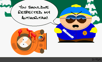 A picture of Cartman and Kenny from South Park - Cartman, with a Microsoft logo, has killed Kenny, who sports a Firefox logo