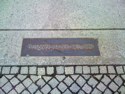 A picture of a Berlin Wall plaque