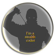 A stealtch coder button depicting a ninja