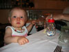 Picture of Emilia with wine in the Maccheroni restaurant